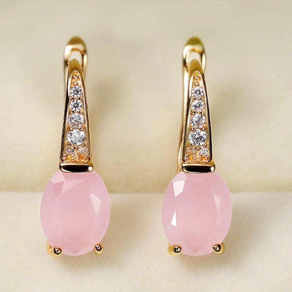 The Pink Moon Nights 14k Gold Plated Pink moonstone earrings